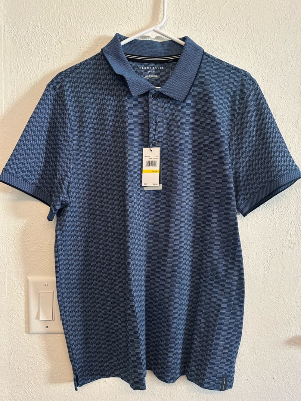 Perry Ellis Men's Navy Patterned Polo